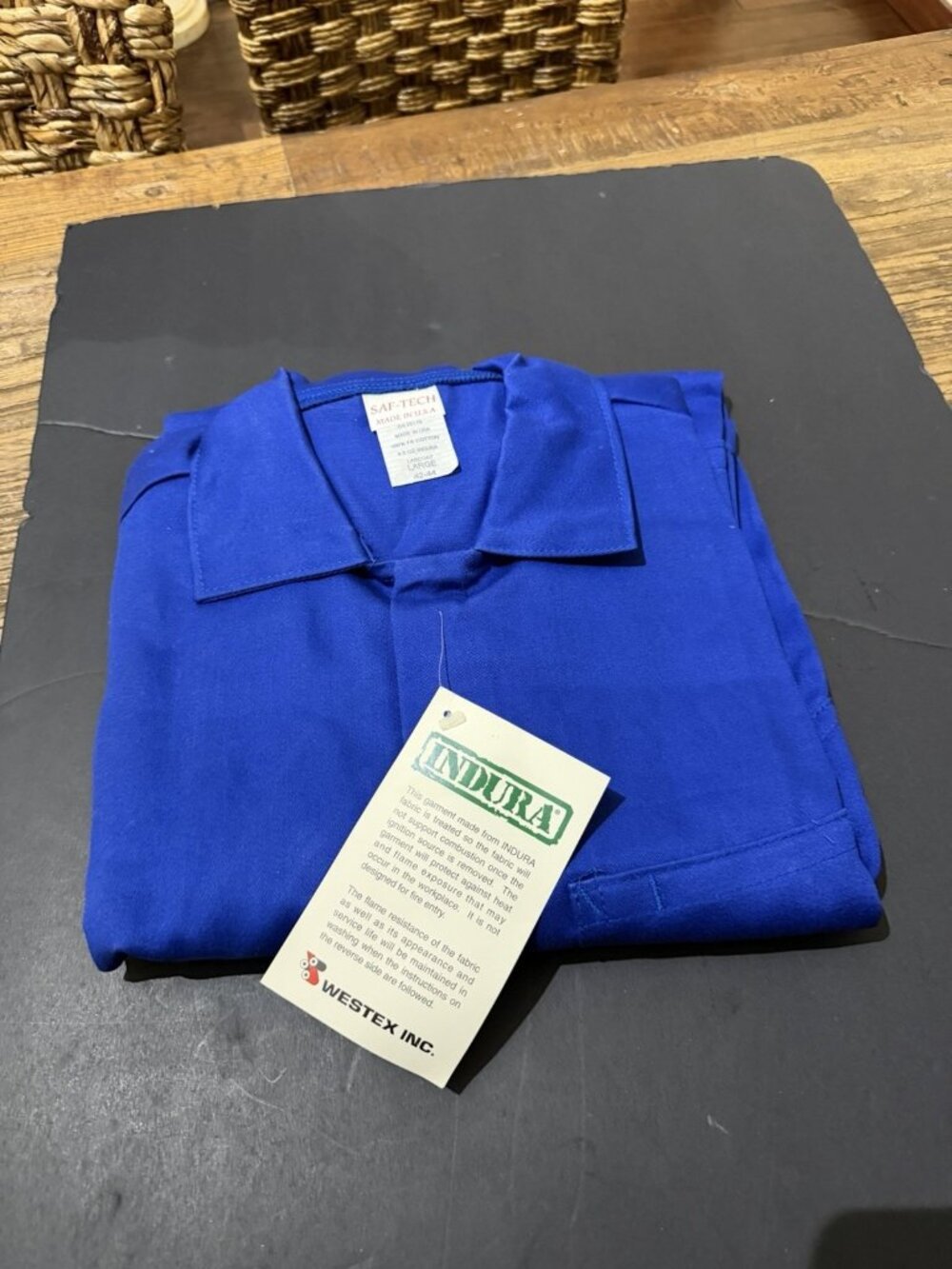 Indura Westex Safe Tec Lab Coat Size Large Blue